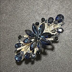 49.  Navy Blue & Clear Rhinestone Hair Clip Hair Grip